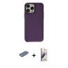 MARSİLYAN™- iPhone 13 Pro Max Kılıf Zirve Doku Koleksiyonu - Siyah Bilvis 3D Mat Cam Ekran Koruyucu + Renkli Kamera Lens Koruma Cam - YL