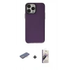 MARSİLYAN™- iPhone 13 Pro Max Kılıf Zirve Doku Koleksiyonu - Siyah Bilvis 3D Mat Cam Ekran Koruyucu + Renkli Kamera Lens Koruma Cam - MI