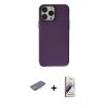 MARSİLYAN™- iPhone 13 Pro Max Kılıf Zirve Doku Koleksiyonu - Siyah Bilvis 3D Mat Cam Ekran Koruyucu + Renkli Kamera Lens Koruma Cam - PE
