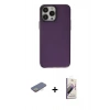 MARSİLYAN™- iPhone 13 Pro Max Kılıf Zirve Doku Koleksiyonu - Siyah Bilvis 3D Mat Cam Ekran Koruyucu + Renkli Kamera Lens Koruma Cam - SI