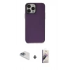 MARSİLYAN™- iPhone 13 Pro Max Kılıf Zirve Doku Koleksiyonu - Siyah Bilvis 3D Mat Cam Ekran Koruyucu + Sierra Blue Pers Alüminyum Kamera Lens