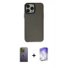 MARSİLYAN™- iPhone 13 Pro Max Kılıf Zirve Doku Koleksiyonu - Siyah Bilvis 5in1 3D Magic Cam Ekran Koruyucu + Neon Fosforlu Kamera Lens - YL