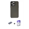 MARSİLYAN™- iPhone 13 Pro Max Kılıf Zirve Doku Koleksiyonu - Siyah Bilvis 5in1 3D Magic Cam Ekran Koruyucu + Renkli Kamera Lens Koruma Cam - MI