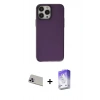 MARSİLYAN™- iPhone 13 Pro Max Kılıf Zirve Doku Koleksiyonu - Siyah Bilvis 5in1 3D Magic Cam Ekran Koruyucu + Rainbow Kamera Lens Koruma Cam - MR