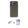 MARSİLYAN™- iPhone 13 Pro Max Kılıf Zirve Doku Koleksiyonu - Siyah Bilvis 5in1 3D Magic Cam Ekran Koruyucu + Shine Kamera Lens Koruma Cam - MI