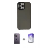 MARSİLYAN™- iPhone 13 Pro Max Kılıf Zirve Doku Koleksiyonu - Siyah Bilvis 5in1 3D Magic Cam Ekran Koruyucu + Neon Fosforlu Kamera Lens - BZ