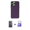 MARSİLYAN™- iPhone 13 Pro Max Kılıf Zirve Doku Koleksiyonu - Siyah Bilvis 5in1 5D Magic Hayalet Cam Ekran Koruyucu + Neon Fosforlu Kamera Lens - BZ