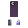MARSİLYAN™- iPhone 13 Pro Max Kılıf Zirve Doku Koleksiyonu - Siyah Bilvis 5in1 5D Magic Hayalet Cam Ekran Koruyucu + Neon Fosforlu Kamera Lens - MI