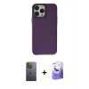 MARSİLYAN™- iPhone 13 Pro Max Kılıf Zirve Doku Koleksiyonu - Siyah Bilvis 5in1 5D Magic Hayalet Cam Ekran Koruyucu + Neon Fosforlu Kamera Lens - YL