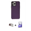 MARSİLYAN™- iPhone 13 Pro Max Kılıf Zirve Doku Koleksiyonu - Siyah Bilvis 5in1 5D Magic Hayalet Cam Ekran Koruyucu + Rainbow Kamera Lens Koruma Cam - KI