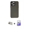 MARSİLYAN™- iPhone 13 Pro Max Kılıf Zirve Doku Koleksiyonu - Siyah Bilvis 5in1 5D Magic Hayalet Cam Ekran Koruyucu + Rainbow Kamera Lens Koruma Cam - REGD