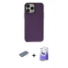 MARSİLYAN™- iPhone 13 Pro Max Kılıf Zirve Doku Koleksiyonu - Siyah Bilvis 5in1 5D Magic Hayalet Cam Ekran Koruyucu + Yeşil Renkli Kamera Lens Koruma Cam