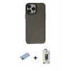 MARSİLYAN™- iPhone 13 Pro Max Kılıf Zirve Doku Koleksiyonu - Siyah Bilvis Hayalet Cam Ekran Koruyucu + Shine Kamera Lens Koruma Cam - MI