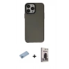 MARSİLYAN™- iPhone 13 Pro Max Kılıf Zirve Doku Koleksiyonu - Siyah Bilvis Hayalet Cam Ekran Koruyucu + Shine Kamera Lens Koruma Cam - MI