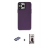 MARSİLYAN™- iPhone 13 Pro Max Kılıf Zirve Doku Koleksiyonu - Siyah Bilvis Hayalet Cam Ekran Koruyucu + Renkli Kamera Lens Koruma Cam - PE