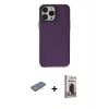 MARSİLYAN™- iPhone 13 Pro Max Kılıf Zirve Doku Koleksiyonu - Siyah Bilvis Hayalet Cam Ekran Koruyucu + Renkli Kamera Lens Koruma Cam - SI