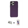 MARSİLYAN™- iPhone 13 Pro Max Kılıf Zirve Doku Koleksiyonu - Siyah Joko 5D Cam + Rainbow Kamera Lens Koruma Cam - BZ