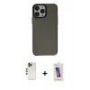 MARSİLYAN™- iPhone 13 Pro Max Kılıf Zirve Doku Koleksiyonu - Siyah Joko 5D Cam + Shine Kamera Lens - GD