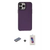 MARSİLYAN™- iPhone 13 Pro Max Kılıf Zirve Doku Koleksiyonu - Siyah Joko 5D Cam + Renkli Kamera Lens Koruma Cam - SI