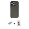MARSİLYAN™- iPhone 13 Pro Max Kılıf Zirve Doku Koleksiyonu - Siyah Joko 5D Cam + Shine Kamera Lens Koruma Cam - MI