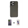 MARSİLYAN™- iPhone 13 Pro Max Kılıf Zirve Doku Koleksiyonu - Siyah Joko 5D Cam + Neon Fosforlu Kamera Lens - YL