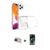 MARSİLYAN™- iPhone 13 Pro Max Kılıf Zirve Doku - Şeffaf 360 Full Body Arka Koruyucu + Kırmızı Rainbow Kamera Lens Koruma Cam