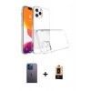 MARSİLYAN™- iPhone 13 Pro Max Kılıf Zirve Doku - Şeffaf Maxco Cam Ekran Koruyucu + Neon Fosforlu Kamera Lens - MI