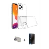 MARSİLYAN™- iPhone 13 Pro Max Kılıf Zirve Doku - Siyah 3D Antistatik Hayalet Cam Ekran Koruyucu + Rainbow Kamera Lens Koruma Cam - MR