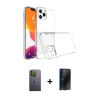 MARSİLYAN™- iPhone 13 Pro Max Kılıf Zirve Doku - Siyah 3D Antistatik Hayalet Cam Ekran Koruyucu + Neon Fosforlu Kamera Lens - YL