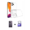 MARSİLYAN™- iPhone 13 Pro Max Kılıf Zirve Doku - Siyah Bilvis 5in1 5D Magic Hayalet Cam Ekran Koruyucu + Neon Fosforlu Kamera Lens - BZ