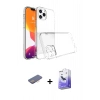 MARSİLYAN™- iPhone 13 Pro Max Kılıf Zirve Doku - Siyah Bilvis 5in1 5D Magic Hayalet Cam Ekran Koruyucu + Renkli Kamera Lens Koruma Cam - PE