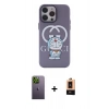 MARSİLYAN™- iPhone 13 Pro Max Kılıf Zirve Form Özel Seri - Şeffaf Maxco Cam Ekran Koruyucu + Yeşil Neon Fosforlu Kamera Lens