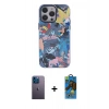 MARSİLYAN™- iPhone 13 Pro Max Kılıf Zirve Form Özel Seri - Siyah 18D Cam Ekran Koruyucu + Neon Fosforlu Kamera Lens - MI