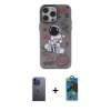 MARSİLYAN™- iPhone 13 Pro Max Kılıf Zirve Form Özel Seri - Siyah 18D Cam Ekran Koruyucu + Neon Fosforlu Kamera Lens - MI
