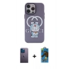 MARSİLYAN™- iPhone 13 Pro Max Kılıf Zirve Form Özel Seri - Siyah 18D Cam Ekran Koruyucu + Neon Fosforlu Kamera Lens - MI