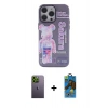 MARSİLYAN™- iPhone 13 Pro Max Kılıf Zirve Form Özel Seri - Siyah 18D Cam Ekran Koruyucu + Neon Fosforlu Kamera Lens - YL