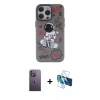 MARSİLYAN™- iPhone 13 Pro Max Kılıf Zirve Form Özel Seri - Siyah 3D Antistatik Cam Ekran Koruyucu + Neon Fosforlu Kamera Lens - BZ