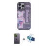 MARSİLYAN™- iPhone 13 Pro Max Kılıf Zirve Form Özel Seri - Siyah 3D Antistatik Cam Ekran Koruyucu + Neon Fosforlu Kamera Lens - YL