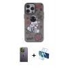 MARSİLYAN™- iPhone 13 Pro Max Kılıf Zirve Form Özel Seri - Siyah 3D Antistatik Cam Ekran Koruyucu + Neon Fosforlu Kamera Lens - YL