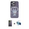 MARSİLYAN™- iPhone 13 Pro Max Kılıf Zirve Form Özel Seri - Siyah 3D Antistatik Cam Ekran Koruyucu + Neon Fosforlu Kamera Lens - YL