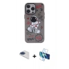 MARSİLYAN™- iPhone 13 Pro Max Kılıf Zirve Form Özel Seri - Siyah 3D Antistatik Cam Ekran Koruyucu + Pers Alüminyum Kamera Lens - LT