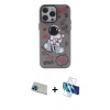 MARSİLYAN™- iPhone 13 Pro Max Kılıf Zirve Form Özel Seri - Siyah 3D Antistatik Cam Ekran Koruyucu + Rainbow Kamera Lens Koruma Cam - MI