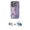 MARSİLYAN™- iPhone 13 Pro Max Kılıf Zirve Form Özel Seri - Siyah 3D Antistatik Cam Ekran Koruyucu + Rainbow Kamera Lens Koruma Cam - KI