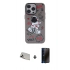 MARSİLYAN™- iPhone 13 Pro Max Kılıf Zirve Form Özel Seri - Siyah 3D Antistatik Hayalet Cam Ekran Koruyucu + Beyaz Rainbow Kamera Lens Koruma Cam