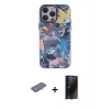 MARSİLYAN™- iPhone 13 Pro Max Kılıf Zirve Form Özel Seri - Siyah 3D Antistatik Hayalet Cam Ekran Koruyucu + Renkli Kamera Lens Koruma Cam - MI