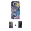 MARSİLYAN™- iPhone 13 Pro Max Kılıf Zirve Form Özel Seri - Siyah 3D Antistatik Hayalet Cam Ekran Koruyucu + Neon Fosforlu Kamera Lens - YL
