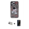 MARSİLYAN™- iPhone 13 Pro Max Kılıf Zirve Form Özel Seri - Siyah 3D Antistatik Hayalet Cam Ekran Koruyucu + Rainbow Kamera Lens Koruma Cam - MR