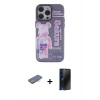 MARSİLYAN™- iPhone 13 Pro Max Kılıf Zirve Form Özel Seri - Siyah 3D Antistatik Hayalet Cam Ekran Koruyucu + Renkli Kamera Lens Koruma Cam - MI