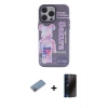 MARSİLYAN™- iPhone 13 Pro Max Kılıf Zirve Form Özel Seri - Siyah 3D Antistatik Hayalet Cam Ekran Koruyucu + Shine Kamera Lens Koruma Cam - PE