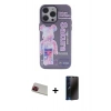 MARSİLYAN™- iPhone 13 Pro Max Kılıf Zirve Form Özel Seri - Siyah 3D Antistatik Hayalet Cam Ekran Koruyucu + Rainbow Kamera Lens Koruma Cam - KI
